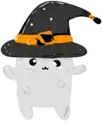 a black and white cat wearing a witch hat.jpg